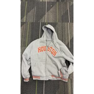 Leehanton Gray Orange Full Zip Fleece Hoodie 2XL Men's Graphic Print Sports